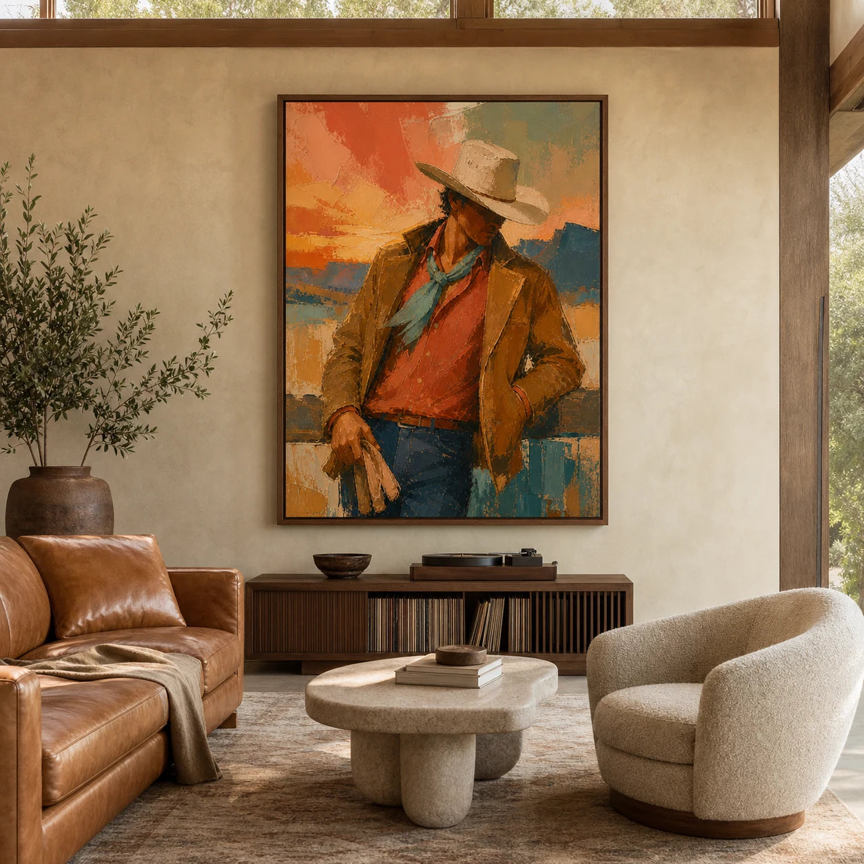 Frontier Ember - straight-on front view of the vertical Western oil painting
