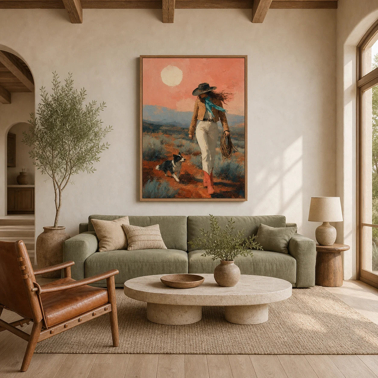 Mesa Sidekick - straight-on front view of the vertical Western oil painting