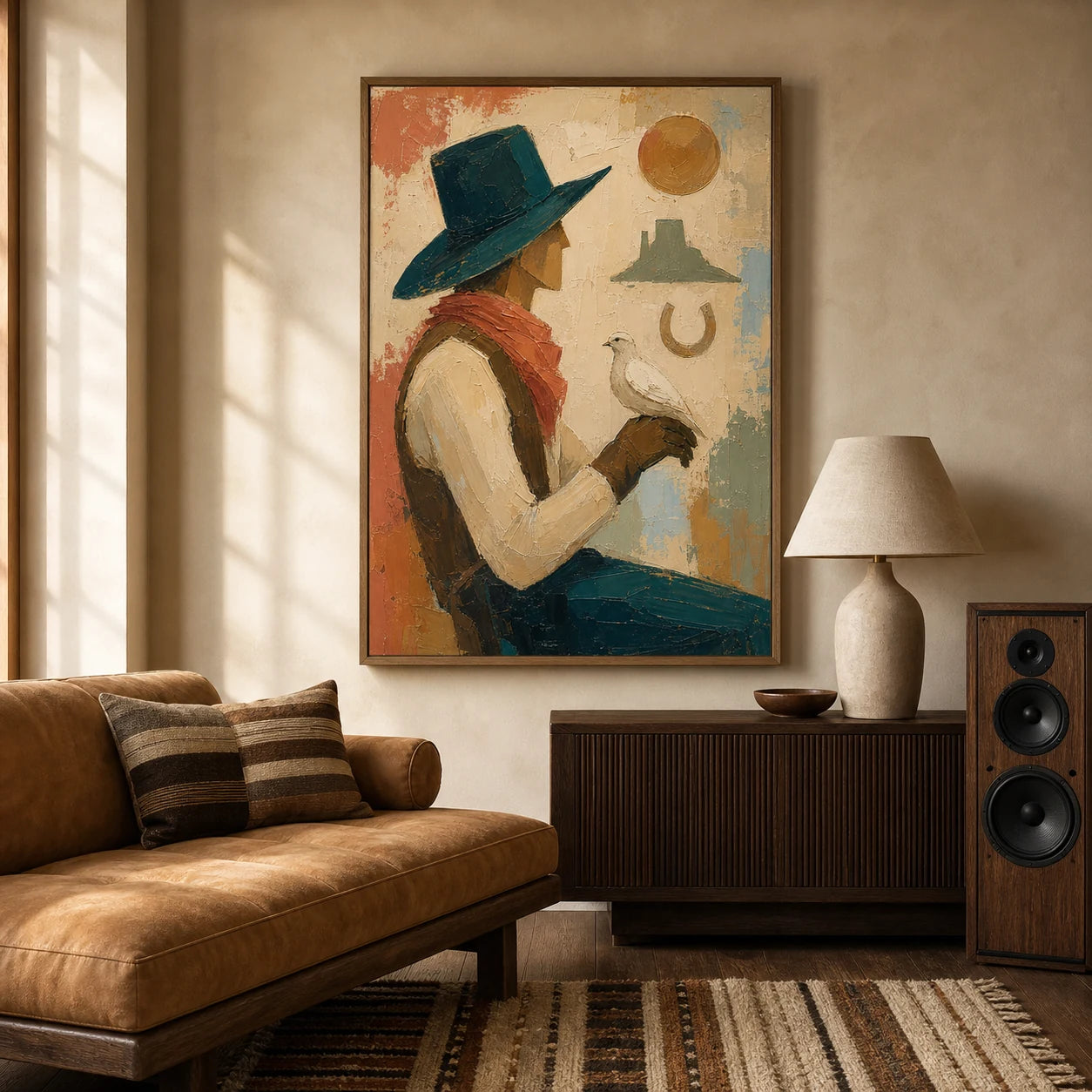 Symbols of the Range - straight-on front view of the vertical Western oil painting