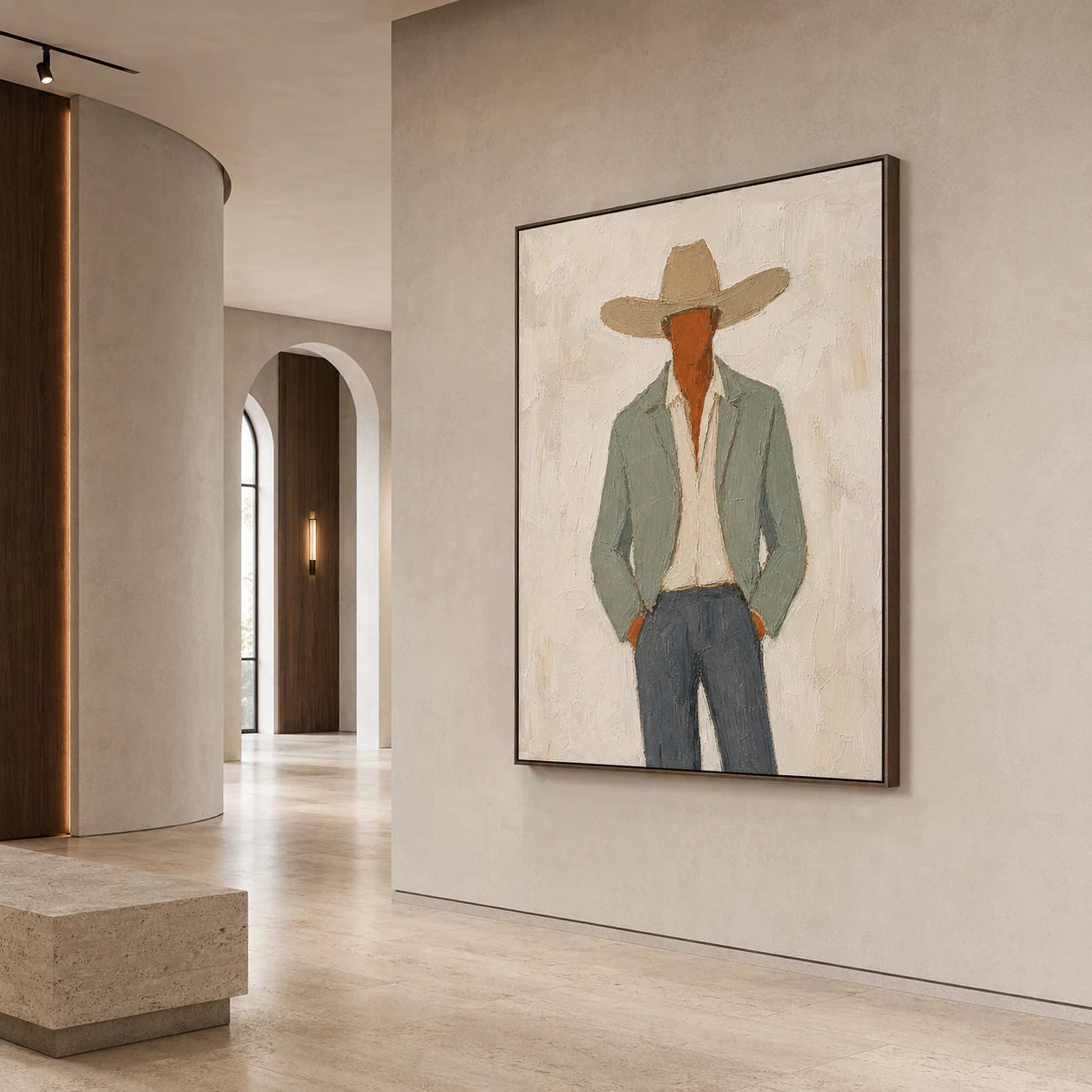 Sage Cowboy - displayed from a left 30-degree room angle