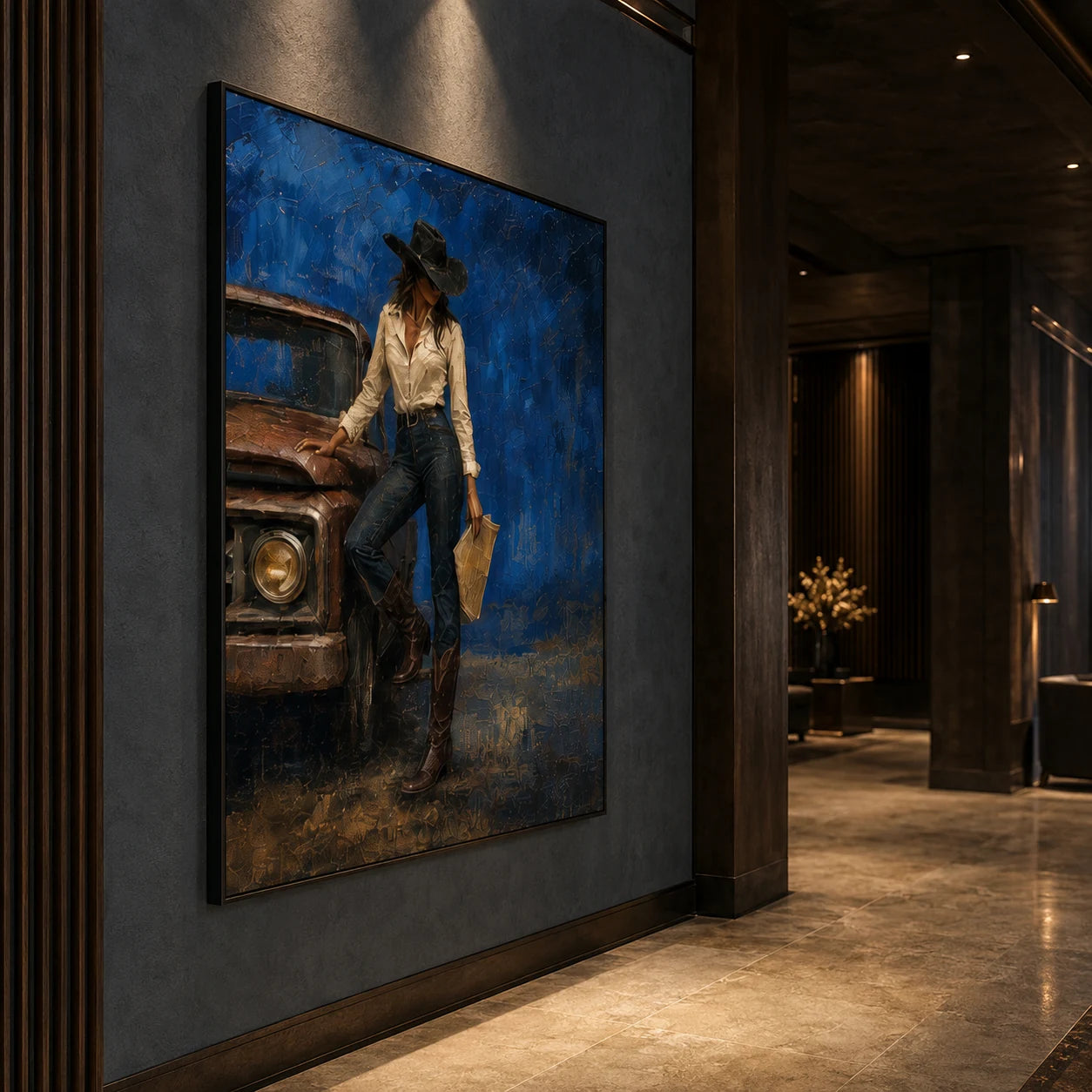 Truck Cowgirl - displayed from a left 30-degree room angle