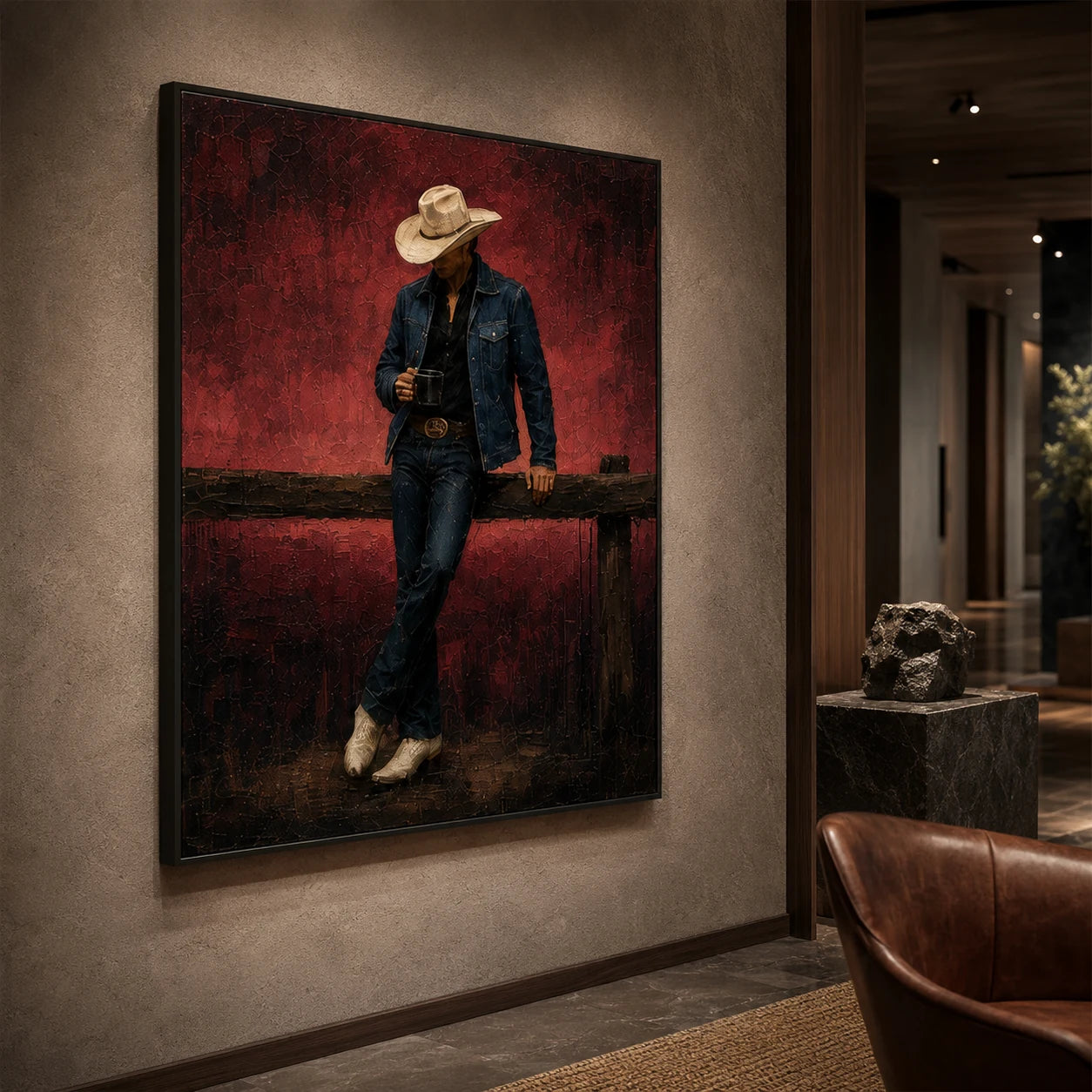 Fence Cowboy - displayed from a left 30-degree room angle