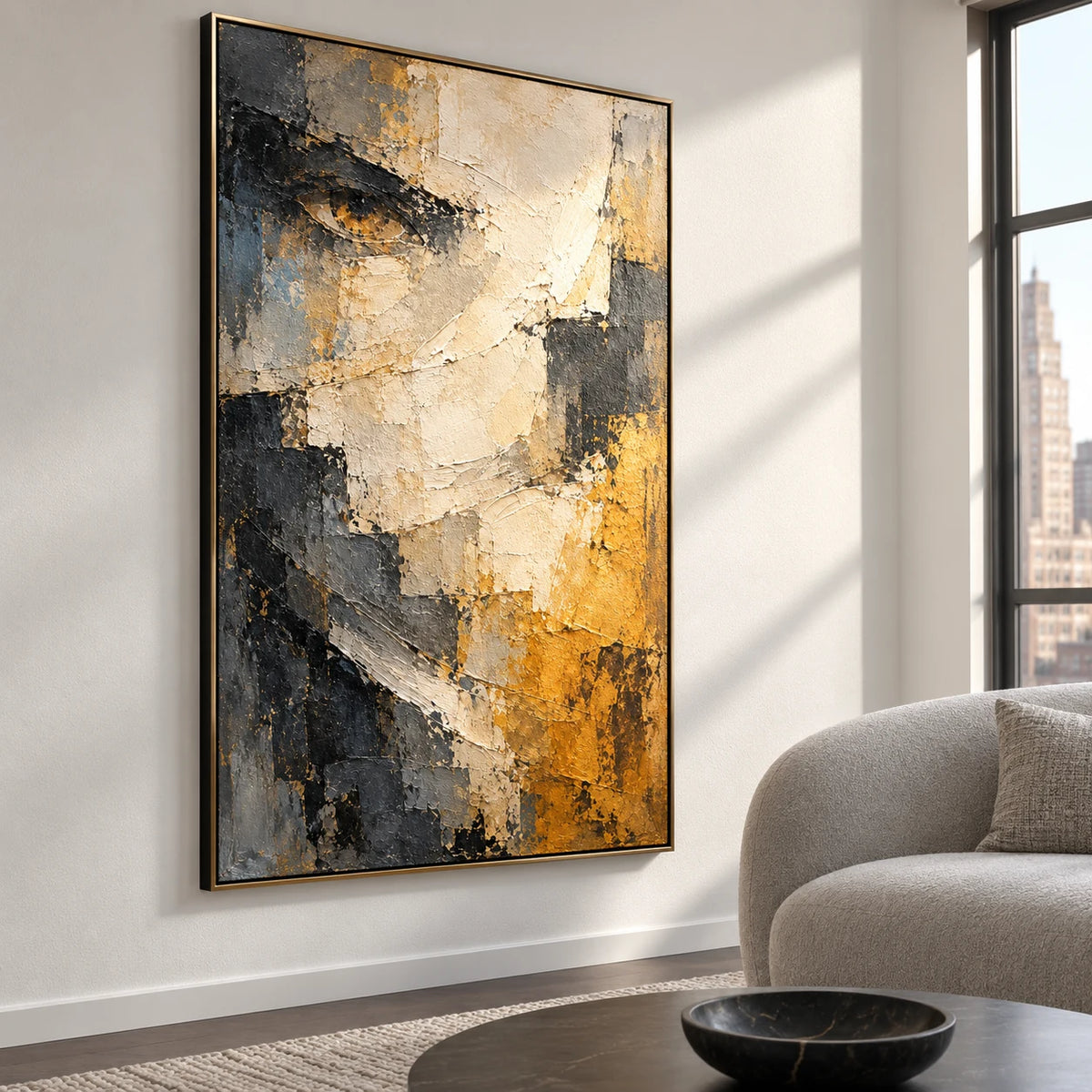 Amber Gaze displayed in a living room, viewed from the left