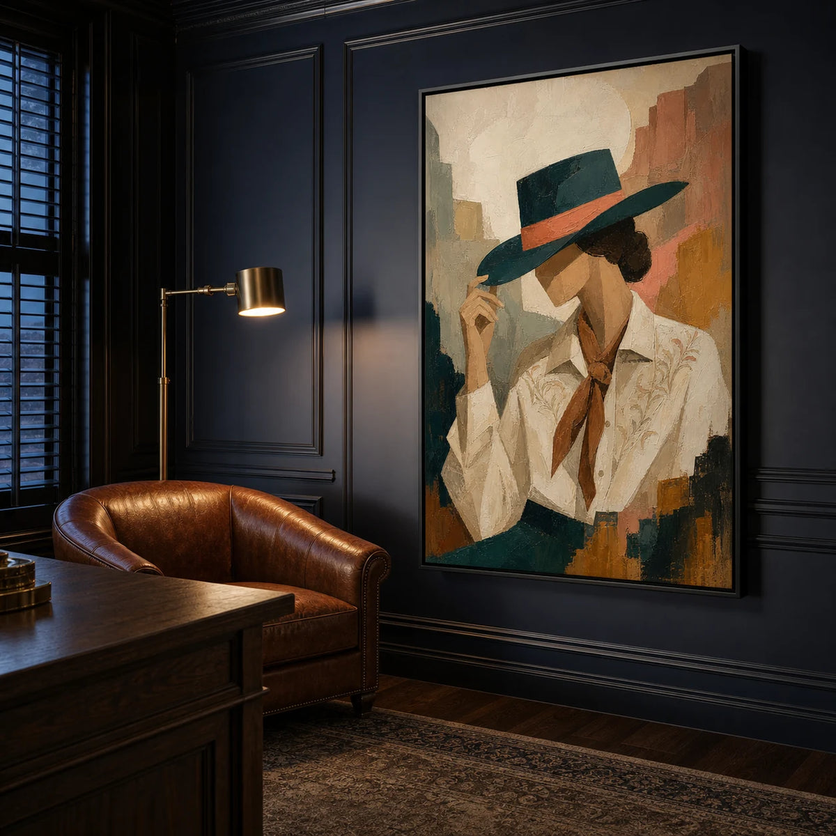 Teal Reverie displayed from a right 45-degree room angle