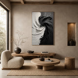 Monochrome Swirl — hand-painted oil painting on canvas