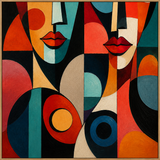 Cubist Reverie - hand-painted oil painting on canvas by Realoilart