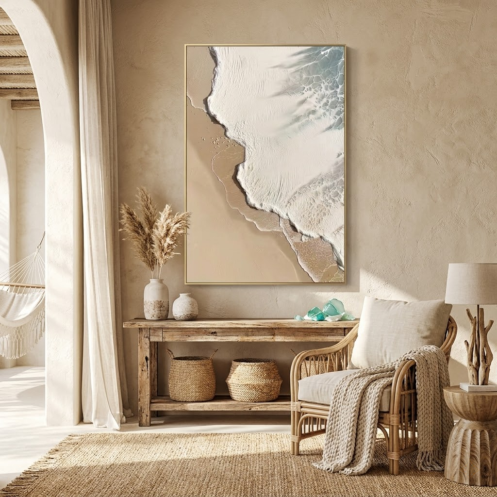 Shoreline Foam - hand-painted coastal oil painting on canvas detail 4 by Realoilart