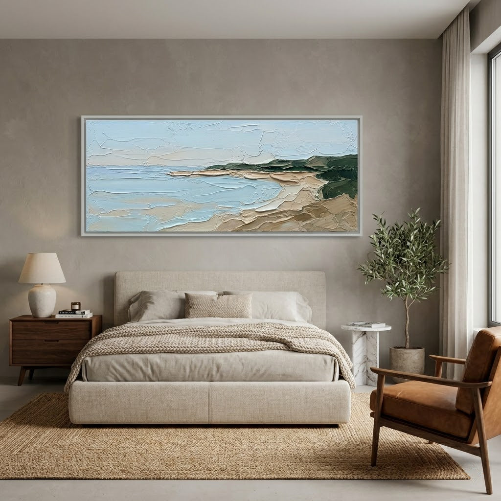 Coastal Calm - hand-painted coastal oil painting on canvas detail 2 by Realoilart