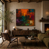 Ember City — hand-painted oil painting on canvas