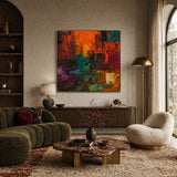 Ember City — hand-painted oil painting on canvas