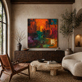 Ember City — hand-painted oil painting on canvas