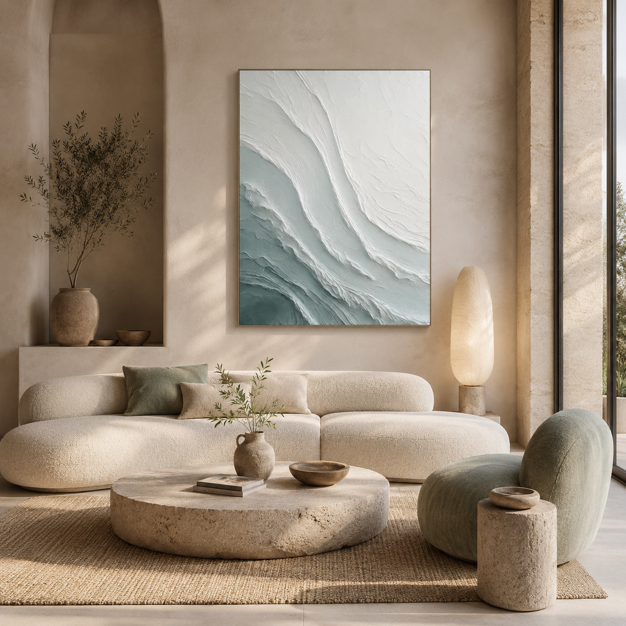 Tidal Calm - hand-painted coastal oil painting on canvas detail 2 by Realoilart