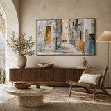 Sunlit Alley — hand-painted oil painting on canvas