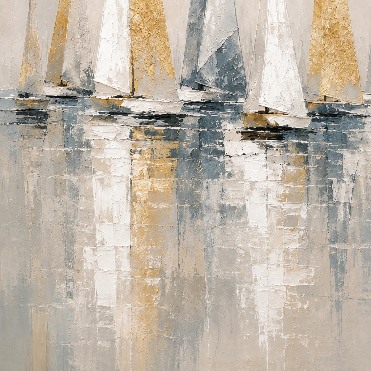 Harbor Sails - hand-painted coastal oil painting on canvas detail 6 by Realoilart