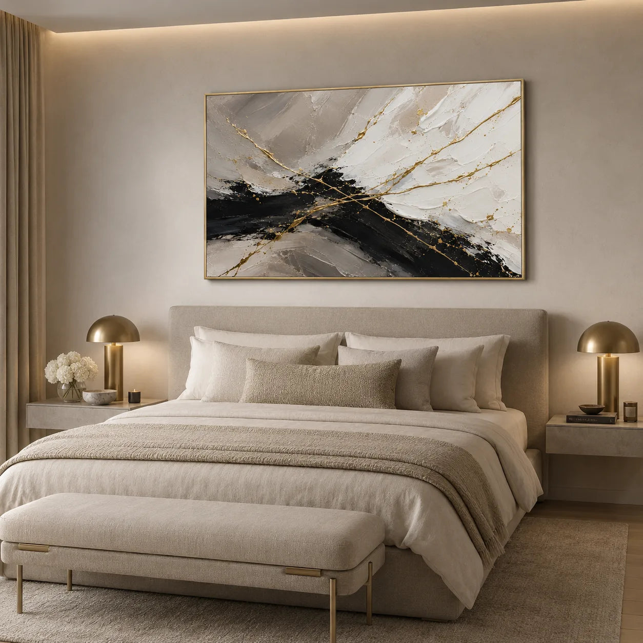 Midnight Gild - hand-painted landscape oil painting on canvas detail 2 by Realoilart