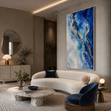 Sapphire Drift abstract oil painting, hand-painted on canvas