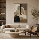 Umber Mosaic abstract oil painting, hand-painted on canvas