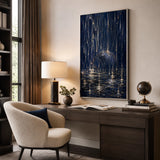 Indigo Glimmer abstract oil painting, hand-painted on canvas
