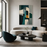 Verdigris Cadence abstract oil painting, hand-painted on canvas