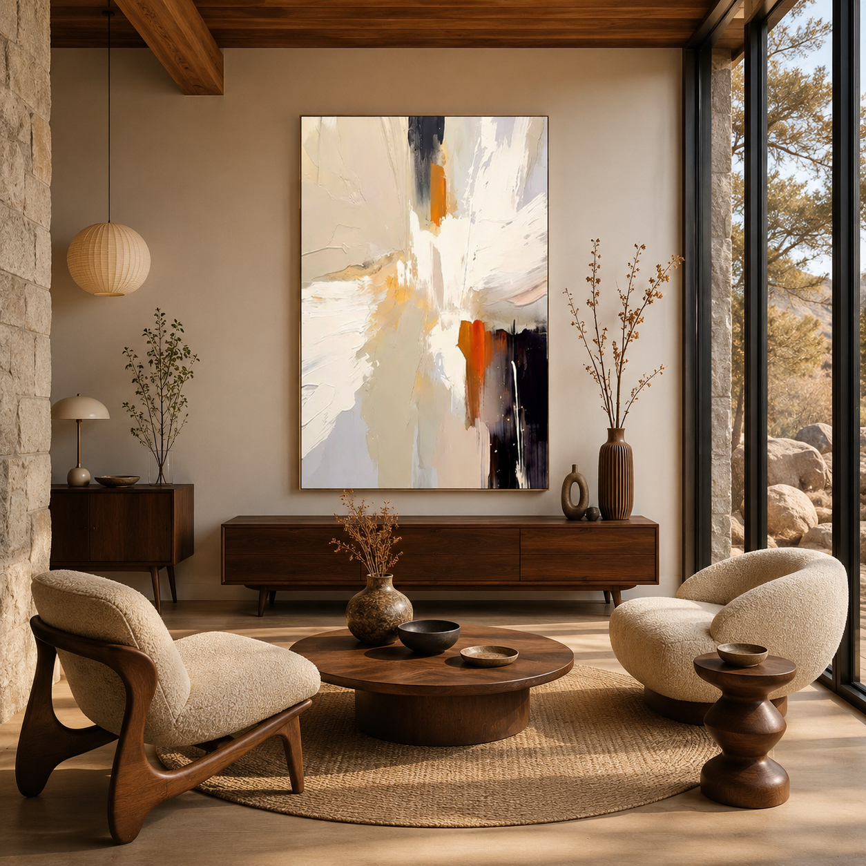 Ember Light - hand-painted abstract oil painting on canvas by Realoilart