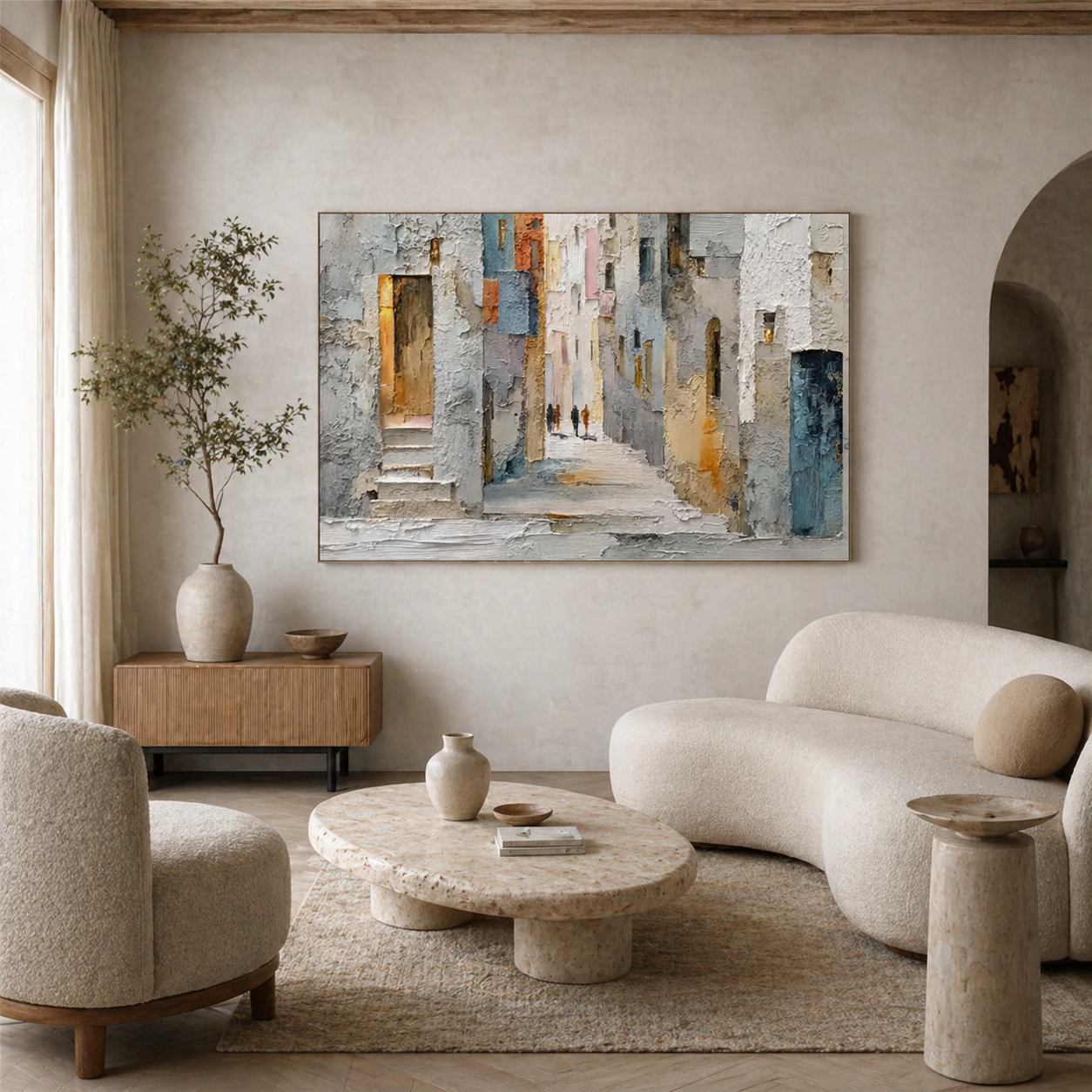 Sunlit Alley - hand-painted portrait oil painting on canvas by Realoilart