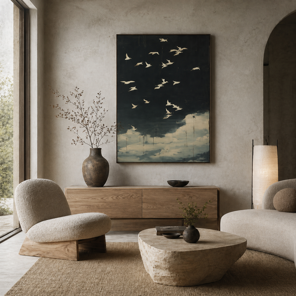 Nightward Flight - hand-painted bird oil painting on canvas by Realoilart