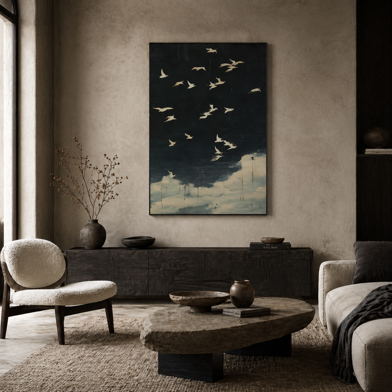 Nightward Flight - hand-painted bird oil painting on canvas detail 2 by Realoilart
