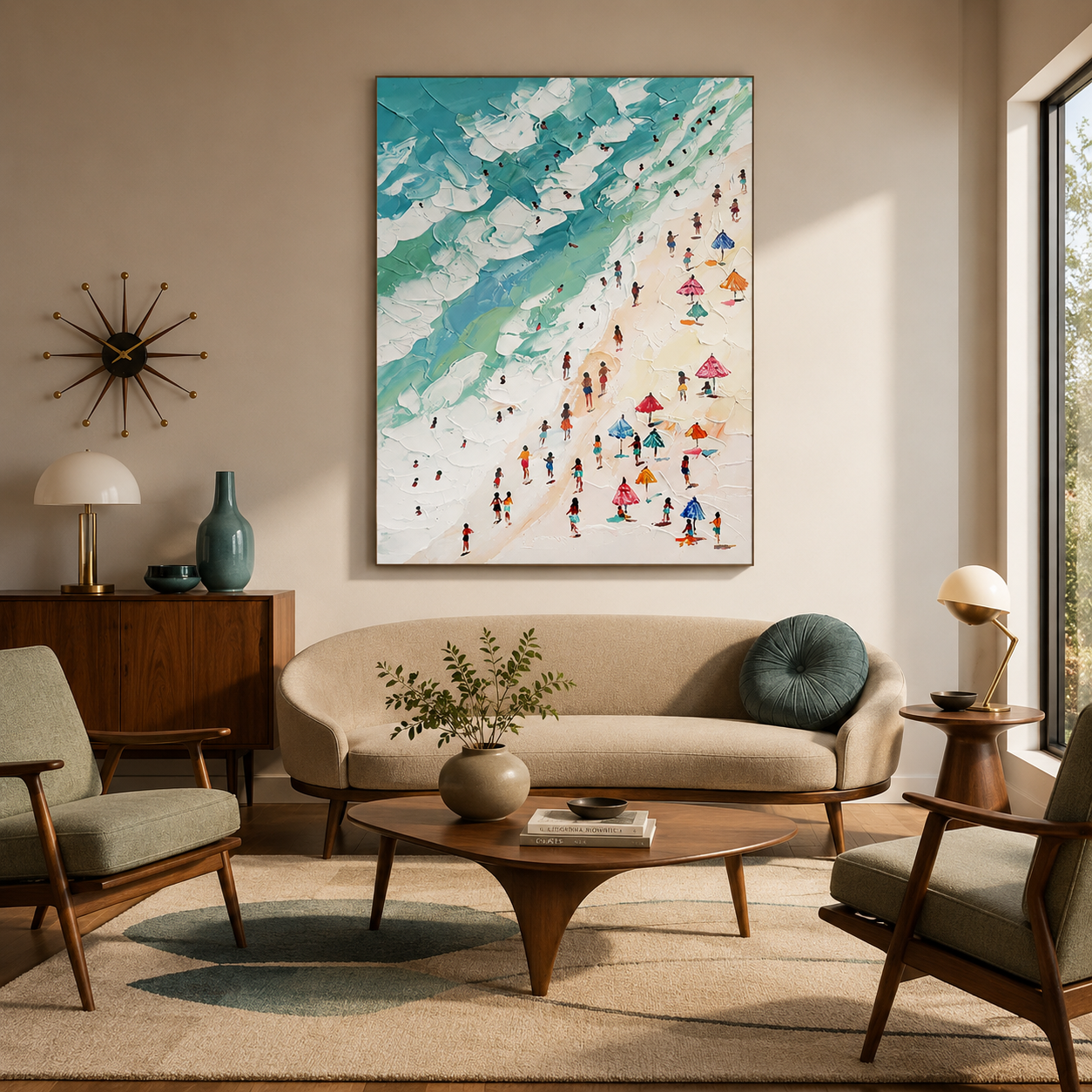Beachside Joy - hand-painted portrait oil painting on canvas detail 2 by Realoilart