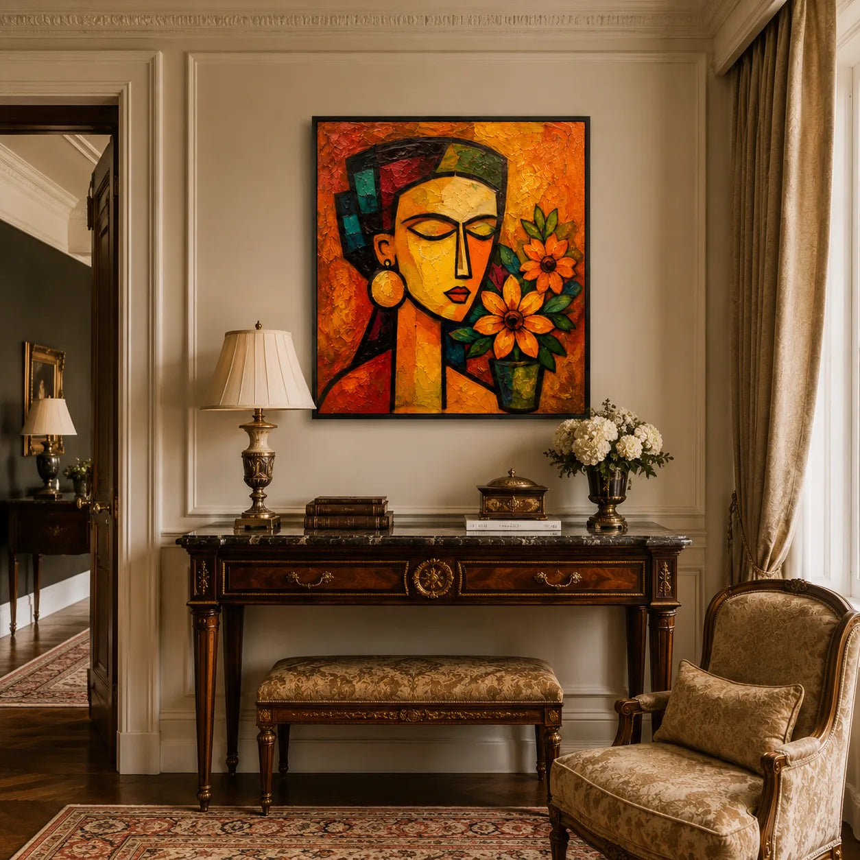 Marigold - hand-painted portrait oil painting on canvas by Realoilart