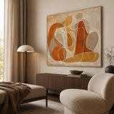 Terracotta Bloom abstract oil painting, hand-painted on canvas
