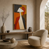 Sienna Silhouette abstract oil painting, hand-painted on canvas