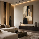 Umber Mosaic abstract oil painting, hand-painted on canvas