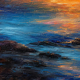 Vermilion Dusk abstract oil painting, hand-painted on canvas