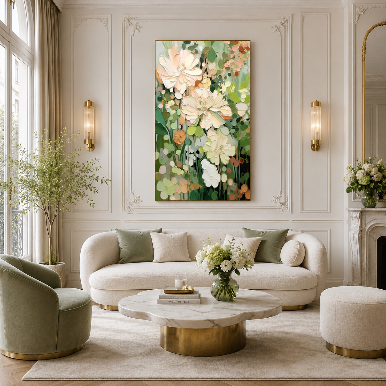 Garden Reverie - hand-painted floral oil painting on canvas detail 2 by Realoilart