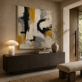 Ochre Tempest abstract oil painting, hand-painted on canvas