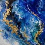 Sapphire Drift abstract oil painting, hand-painted on canvas