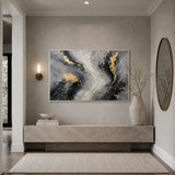 Obsidian Veil abstract oil painting, hand-painted on canvas