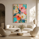 Peony Carnival abstract oil painting, hand-painted on canvas