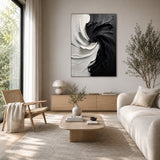 Monochrome Swirl — hand-painted oil painting on canvas