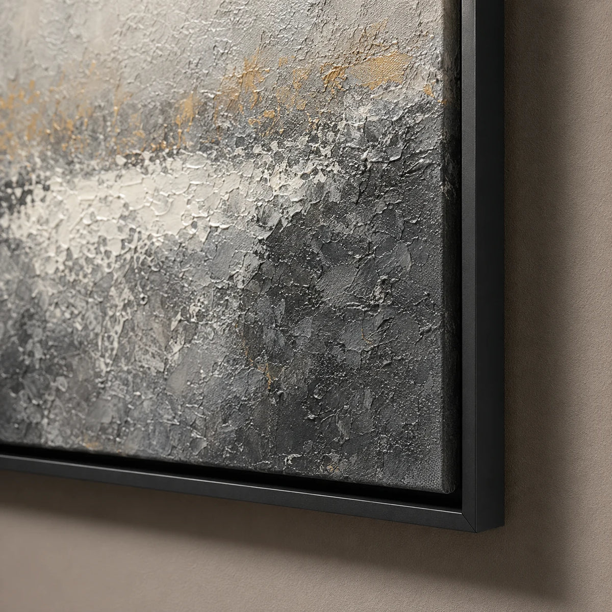 Silver Rising - hand-painted abstract oil painting in a styled interior