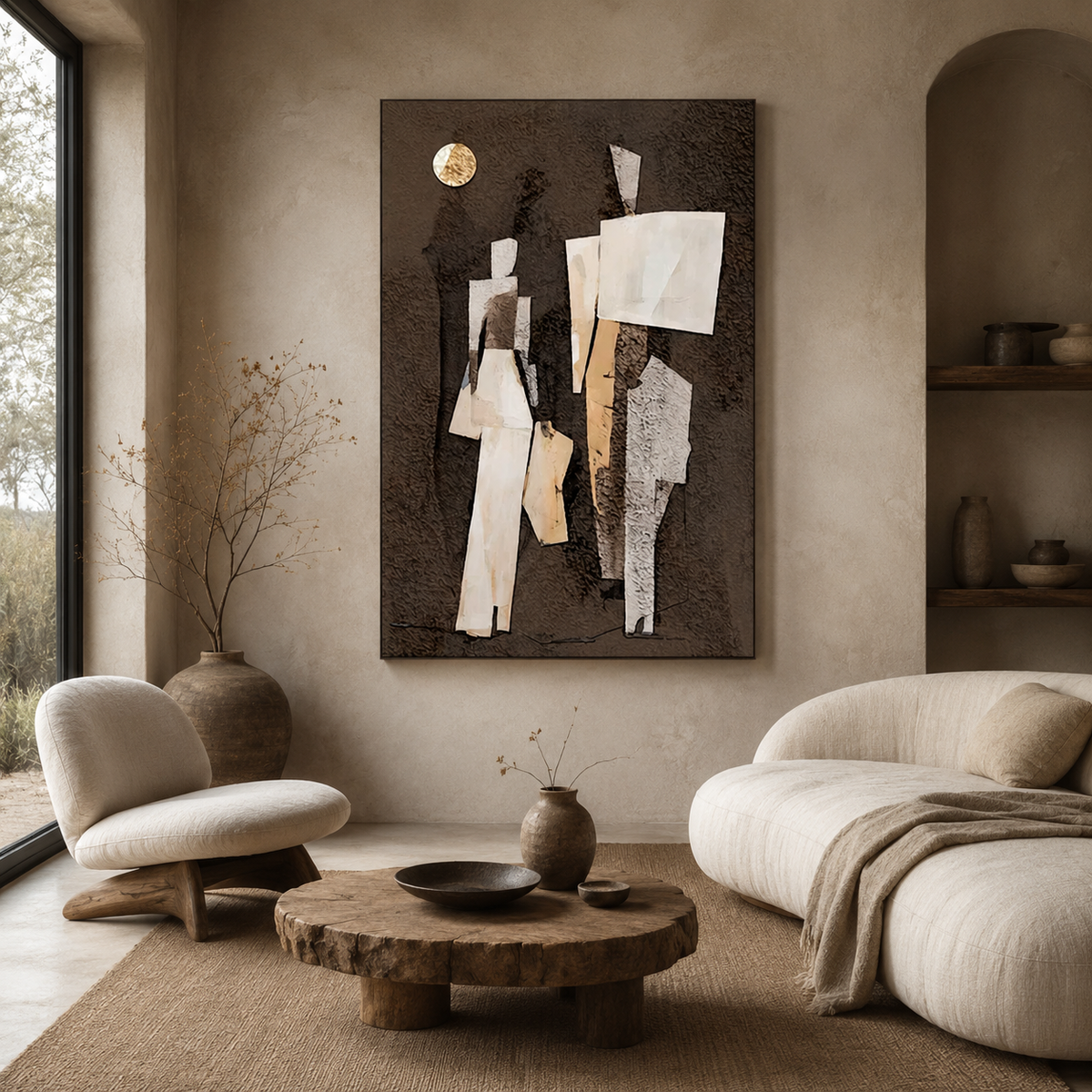 Moonlit Figures - hand-painted portrait oil painting on canvas detail 3 by Realoilart