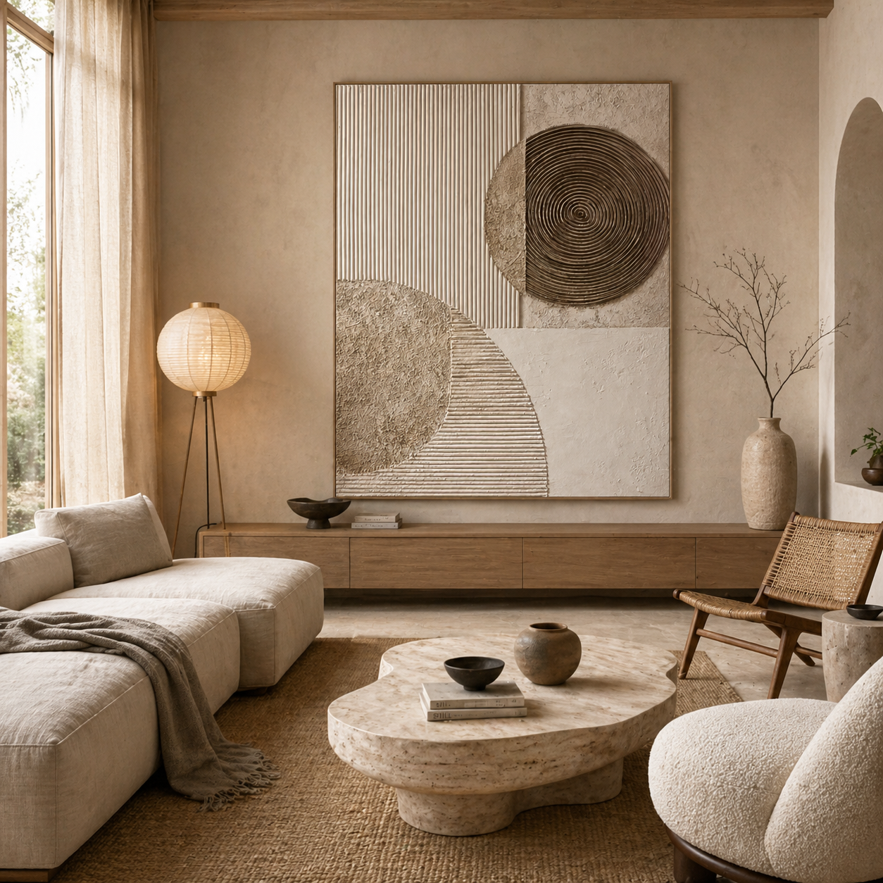 Earthen Circles - hand-painted landscape oil painting on canvas by Realoilart