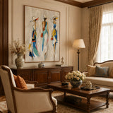Riviera Belles abstract oil painting, hand-painted on canvas