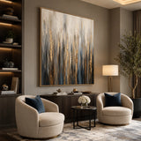 Gilded Rain abstract oil painting, hand-painted on canvas