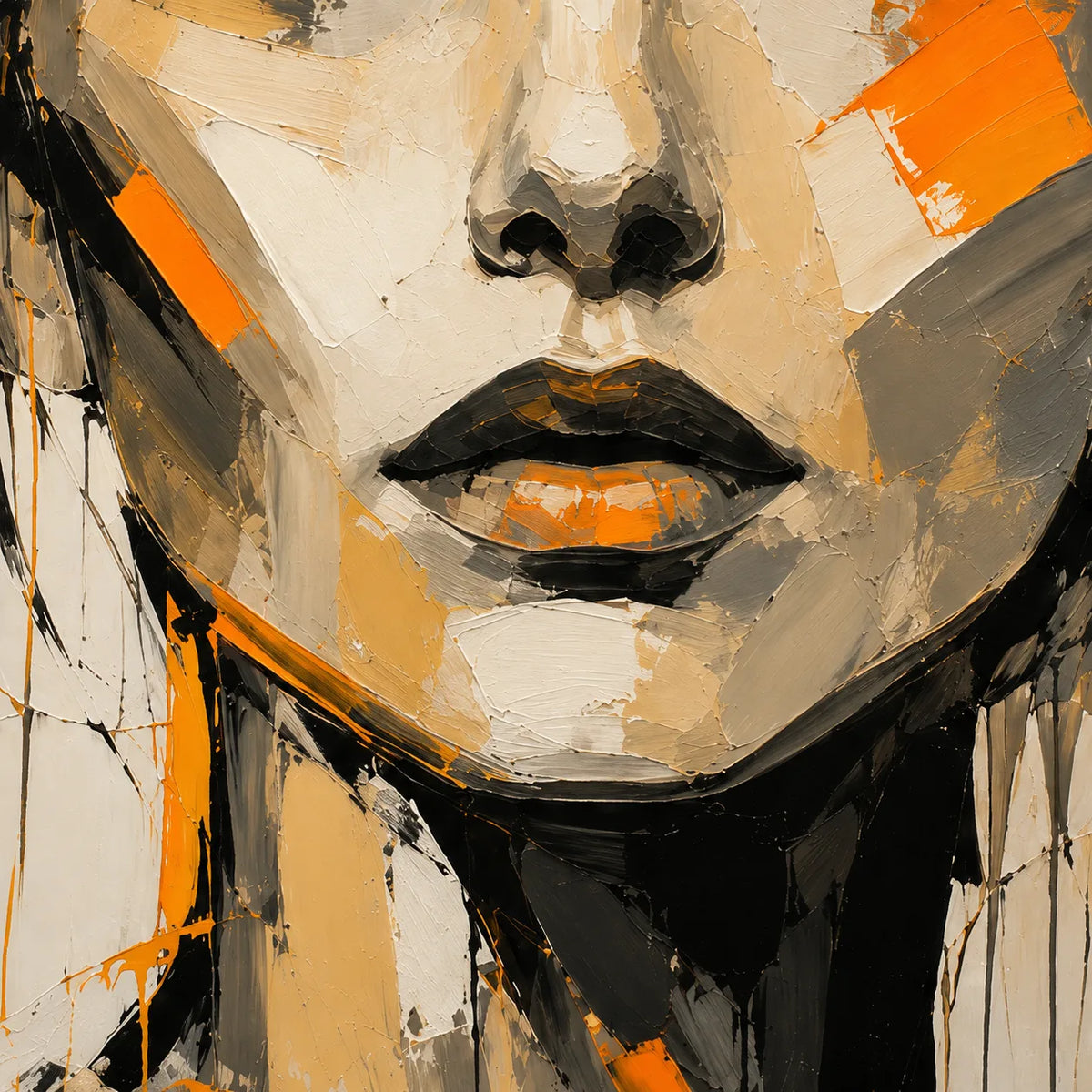Face in Firelight - hand-painted portrait oil painting on canvas detail 7 by Realoilart