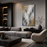 Gilded Ash abstract oil painting, hand-painted on canvas
