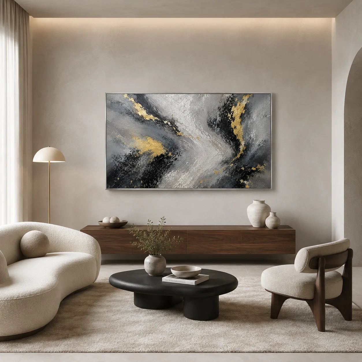 Obsidian Veil - hand-painted landscape oil painting on canvas by Realoilart