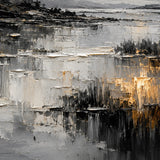 Silver Marsh abstract oil painting, hand-painted on canvas