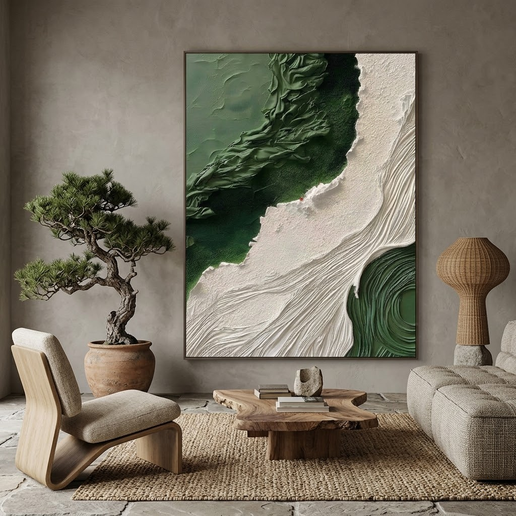 Emerald Flow - hand-painted coastal oil painting on canvas by Realoilart