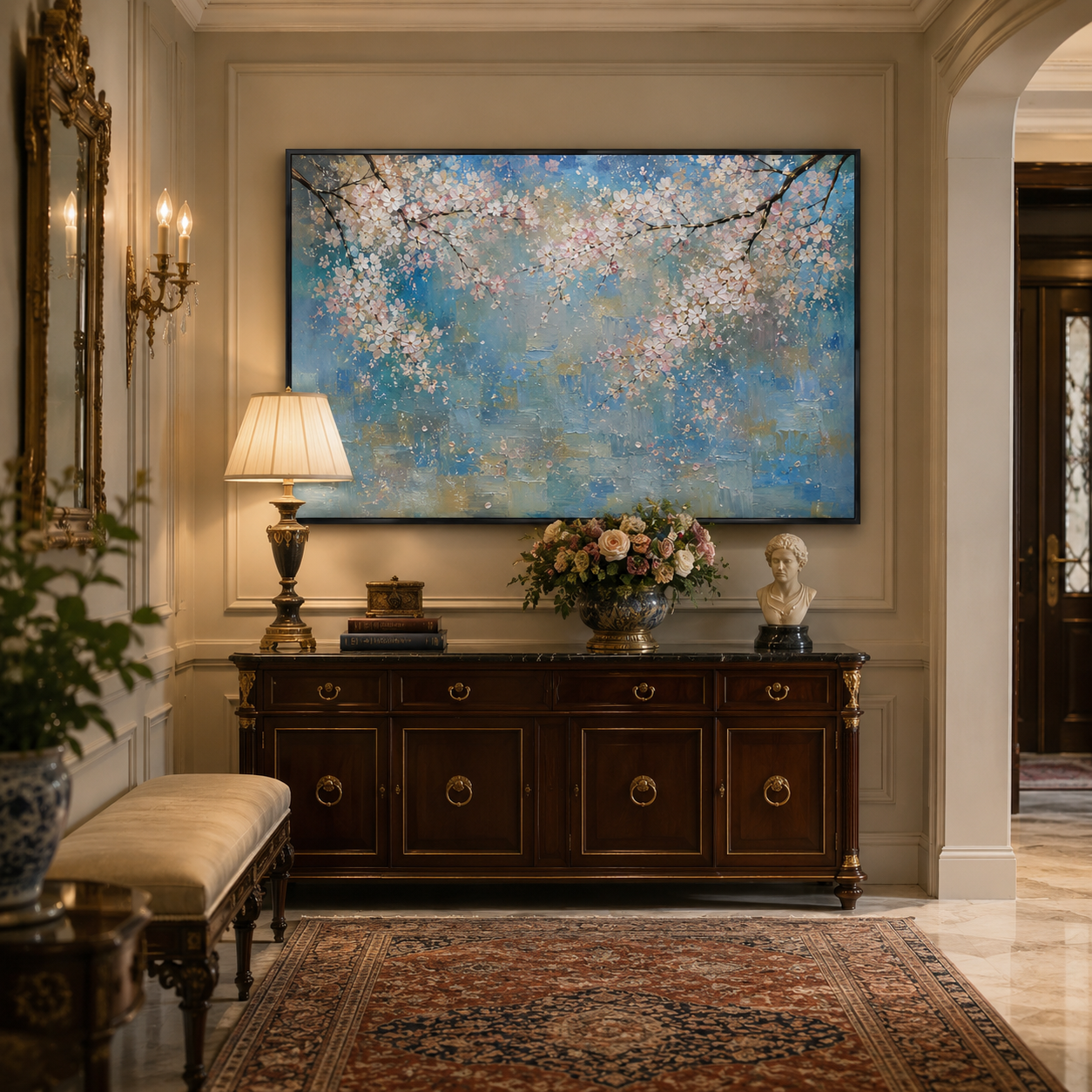 Petal Haze - hand-painted floral oil painting on canvas by Realoilart